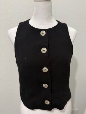 Zara Black Button-Front Vest – Women’s Medium